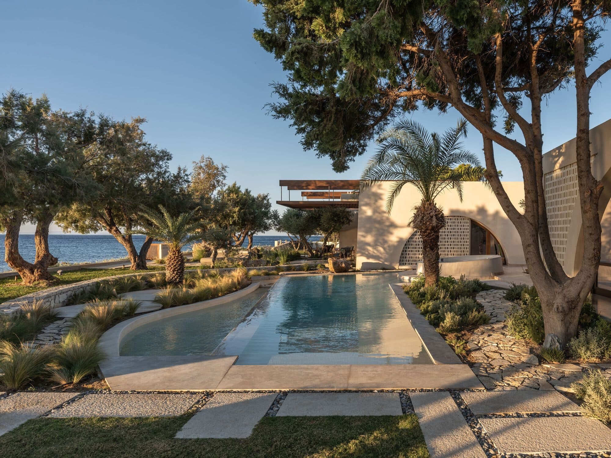 Outdoor living spaces and gardens at The Echo of the Sea
